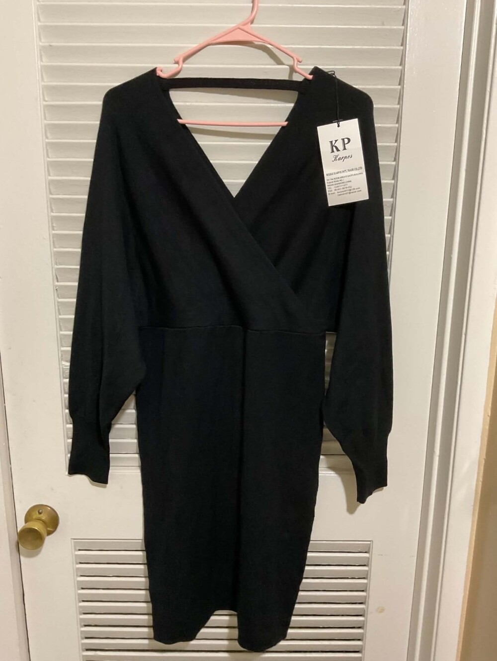 Xara Black Wrap-Front Women’s Dress